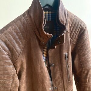 Marks and Spencer Brown Leather Biker Jacket Mens Small